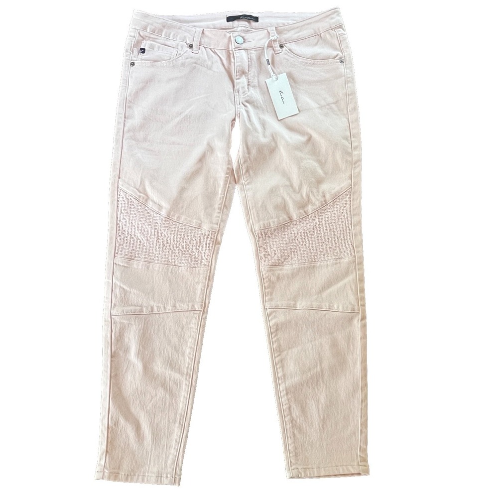 NWT KanCan Womens Jeans 13/30 Light Pink Moto‎ Skinny Ankle Embroidered Stretch